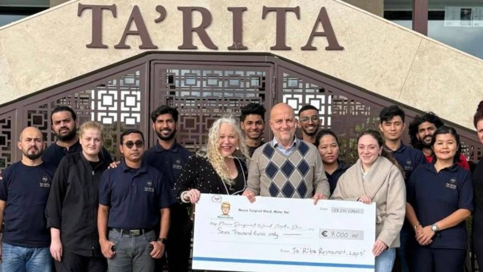 Ta’ Rita restaurant raises €7,000 for new neurosurgery charity